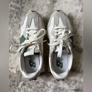 New Balance Cream and Green Retro Running Sneakers